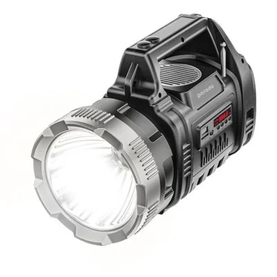 Porodo LifeStyle Outdoor 10W 3 in 1 Flashlight with FM Radio and Bluetooth Speaker - Black